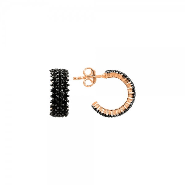 Cercei argint 925 Eternity placat cu aur roz si zirconii negre - Be Nature ETU0009 [1]